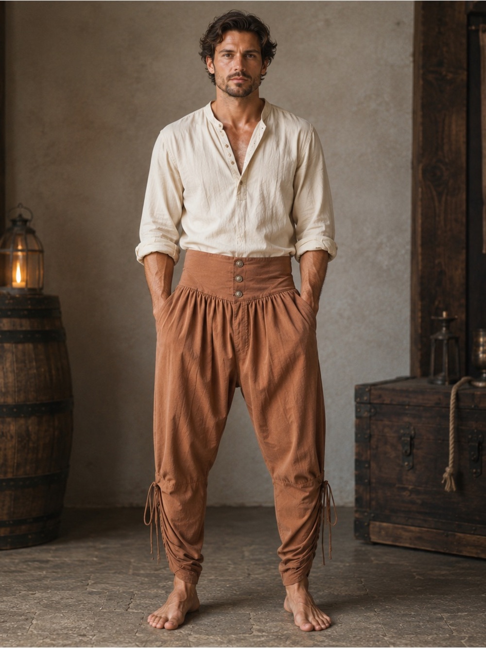Runcati Medieval Renaissance Pirate Viking Pants Brown LARP Renaissance Faire